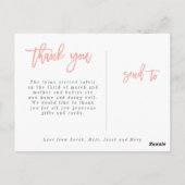 Doppelte der fröhlichen doppelten Geburtsankündigu Postkarte (Rückseite)