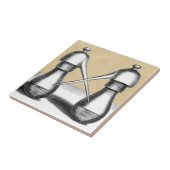 Doppelte Eagle-Alchimie-Laborflasche Fliese (Seite)