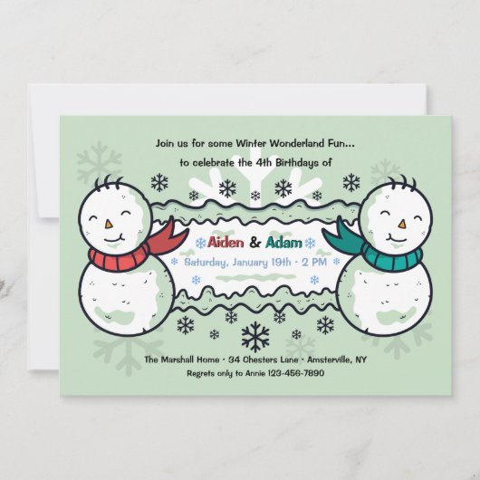 Doppelte Einladung zur Geburtstagsparty (Vorderseite)