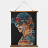 Doppelte Exposition der städtischen Lebensräume Wandteppich Mit Holzrahmen (Vorderseite)