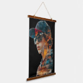 Doppelte Exposition der städtischen Lebensräume Wandteppich Mit Holzrahmen (Gewinkelt)