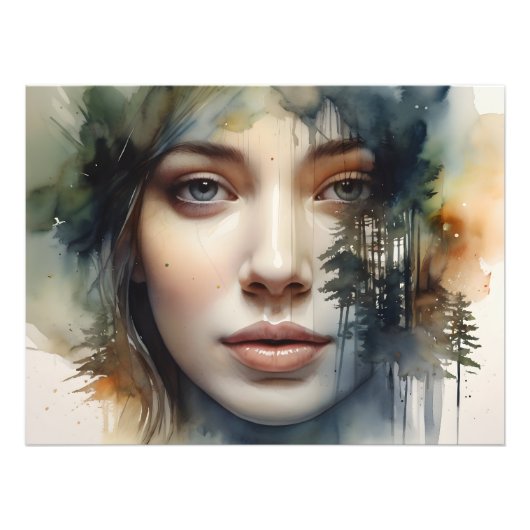 Doppelte Exposition von Frauen Fotodruck (Vorne)