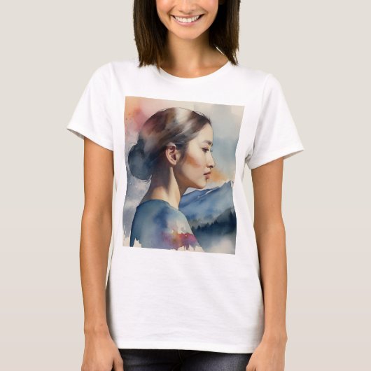 Doppelte Exposition von Frauen T-Shirt (Vorderseite)
