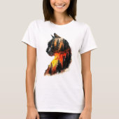 Doppelte Exposition von Katzen und Wäldern T-Shirt (Vorderseite)