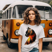 Doppelte Exposition von Katzen und Wäldern T-Shirt