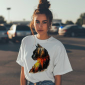 Doppelte Exposition von Katzen und Wäldern T-Shirt