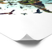 Doppelte Exposition von Weltkarte und Waldplakat Poster (Ecke)