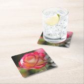 Doppelte Freuden-Rose Rechteckiger Pappuntersetzer (Vor Ort)