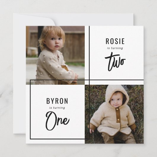 Doppelte gemeinsame Geburtstagspartei Einladung (Vorderseite)