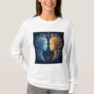 Doppelte Gesichter, die kosmische Energie darstell T-Shirt