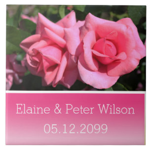 Doppelte heiße rosa Rosenblüten Hochzeit Jubiläum Fliese
