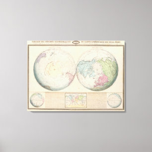 Doppelte Hemisphäre-Karte der Welt Leinwanddruck
