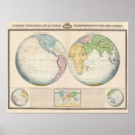 Doppelte Hemisphäre-Karte des Klimas Poster (Vorne)