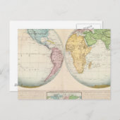 Doppelte Hemisphäre-Karte des Klimas Postkarte (Vorne/Hinten)