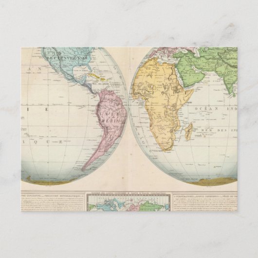 Doppelte Hemisphäre-Karte des Klimas Postkarte (Vorderseite)