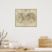 Doppelte Hemisphäre-Karte Poster (Küche)