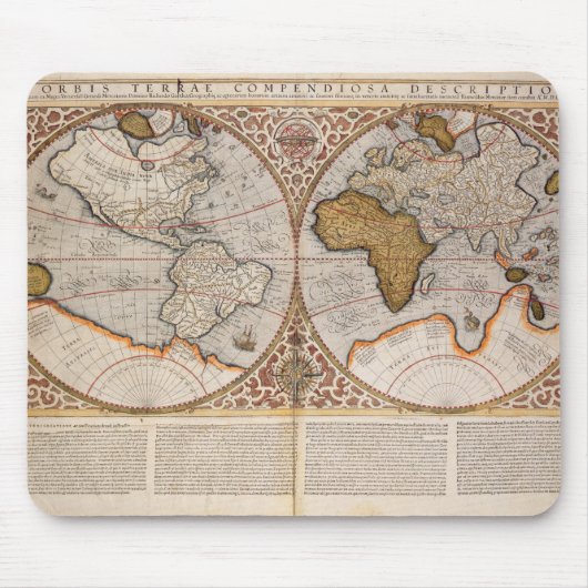 Doppelte Hemisphäre-Weltkarte, 1587 Mousepad (Vorne)