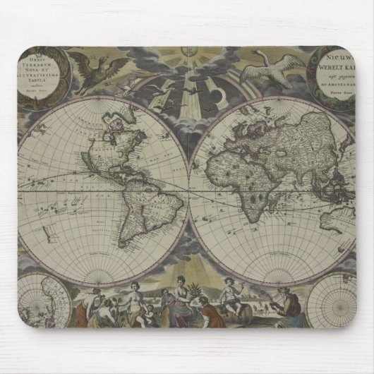 Doppelte Hemisphäre-Weltkarte | 1672 Mousepad (Vorne)