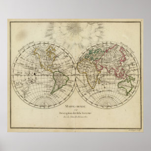 Doppelte Hemisphärekarte Poster