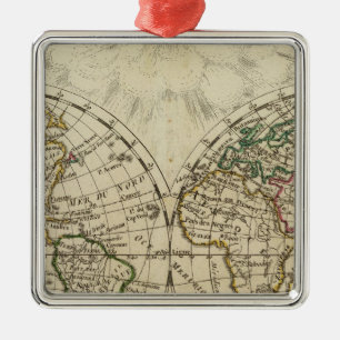 Doppelte Hemisphärekarte Silbernes Ornament