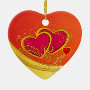Doppelte Herzen Keramikornament