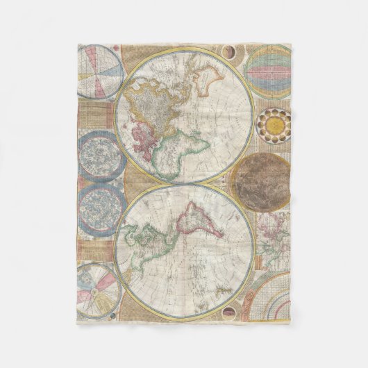 Doppelte Karte der Hemisphäre-1794 Fleecedecke (Vorderseite)