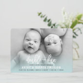 Doppelte Kinderjungfrau gewinnt Geburtsankündigung Ankündigung (Stehend Vorderseite)