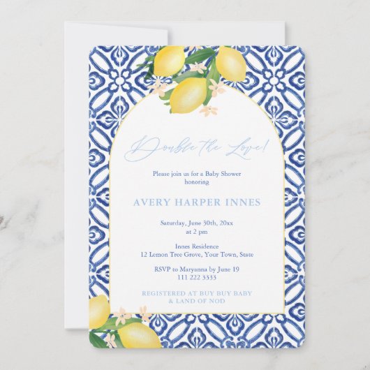 Doppelte Liebe italienische Babydusche für zwei Ju Einladung (Vorderseite)