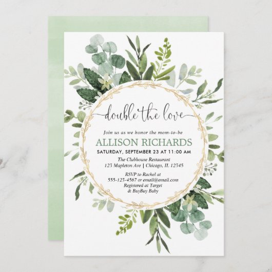 Doppelte Liebe mit geschlechtsneutraler Vegetation Einladung (Vorne/Hinten)