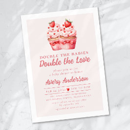 Doppelte Liebe Pink Cupcake Twin Baby Dusche Einladung