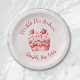 Doppelte Liebe Pink Cupcake Twin Baby Dusche Pappteller