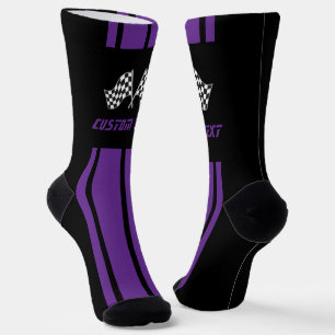 Doppelte Lila Stripe Racing Flags Socks Socken