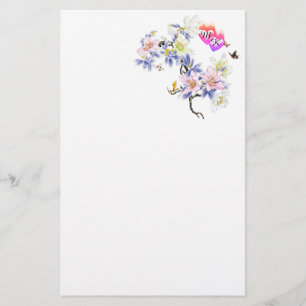 Doppelte Monogramm Flammenhefte mit Blume Briefpapier