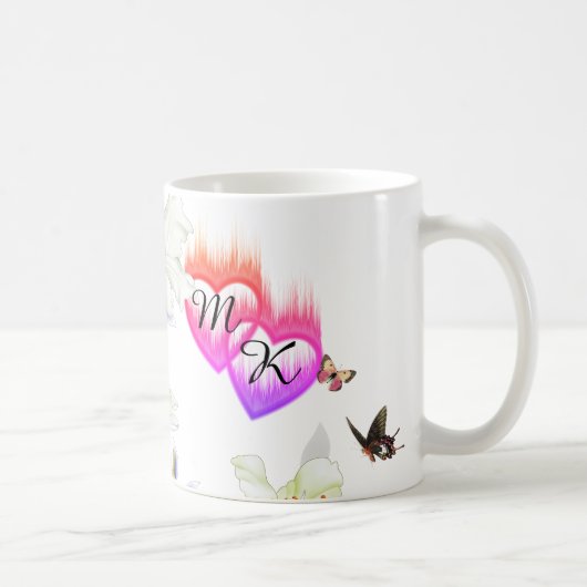 Doppelte Monogramm Flammenhefte mit Blume Kaffeetasse (Rechts)