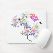 Doppelte Monogramm Flammenhefte mit Blume Mousepad (Mit Mouse)
