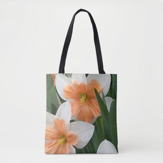 Doppelte Narzissen Pfirsich Orange & Weiß  Tasche (Vorderseite)
