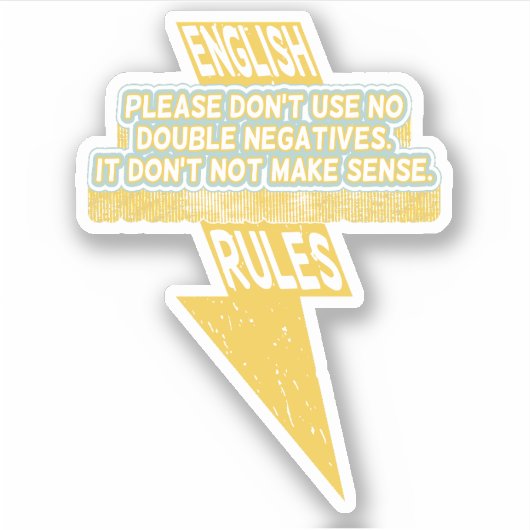 Doppelte negative Englischkenntnisse Aufkleber (Vorderseite)
