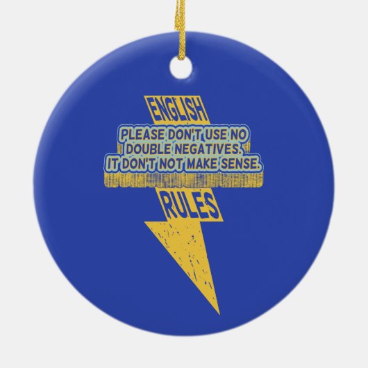 Doppelte negative Englischkenntnisse Keramik Ornament (Hinten)