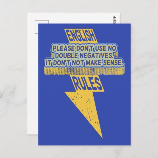 Doppelte negative Englischkenntnisse Postkarte (Vorne/Hinten)