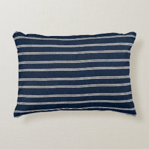 Doppelte Pinstripes Navy Blau Elfenbein Webstruktu Dekokissen