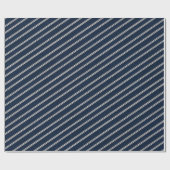 Doppelte Pinstripes Navy Blau Elfenbein Webstruktu Geschenkpapier (Flach)