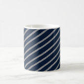 Doppelte Pinstripes Navy Blau Elfenbein Webstruktu Kaffeetasse (Mittel)