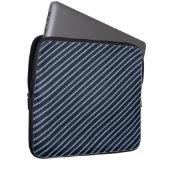 Doppelte Pinstripes Navy Blau Elfenbein Webstruktu Laptopschutzhülle (Vorne Rechts)