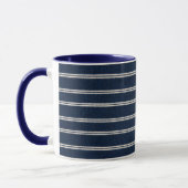 Doppelte Pinstripes Navy Blau Elfenbein Webstruktu Tasse (Links)