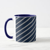 Doppelte Pinstripes Navy Blau Elfenbein Webstruktu Tasse (Links)
