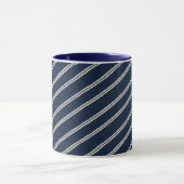 Doppelte Pinstripes Navy Blau Elfenbein Webstruktu Tasse (Zentrum)