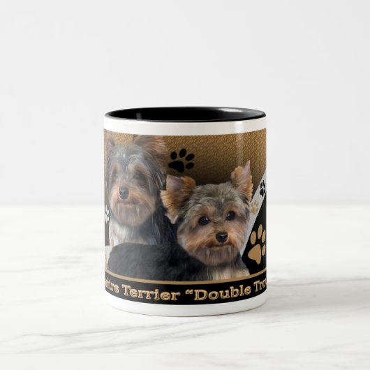 Doppelte Problem-Geschenke Yorkshires Terrier Zweifarbige Tasse (Mittel)