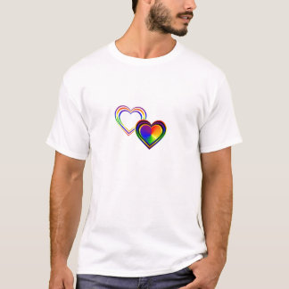 Doppelte Regenbogen-Herzen T-Shirt