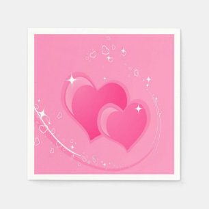 Doppelte rosa Herzen Serviette