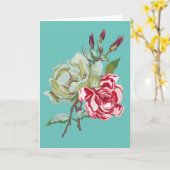 Doppelte Rose auf aquamariner Gruß-Karte - löschen Karte (Gelbe Blume)